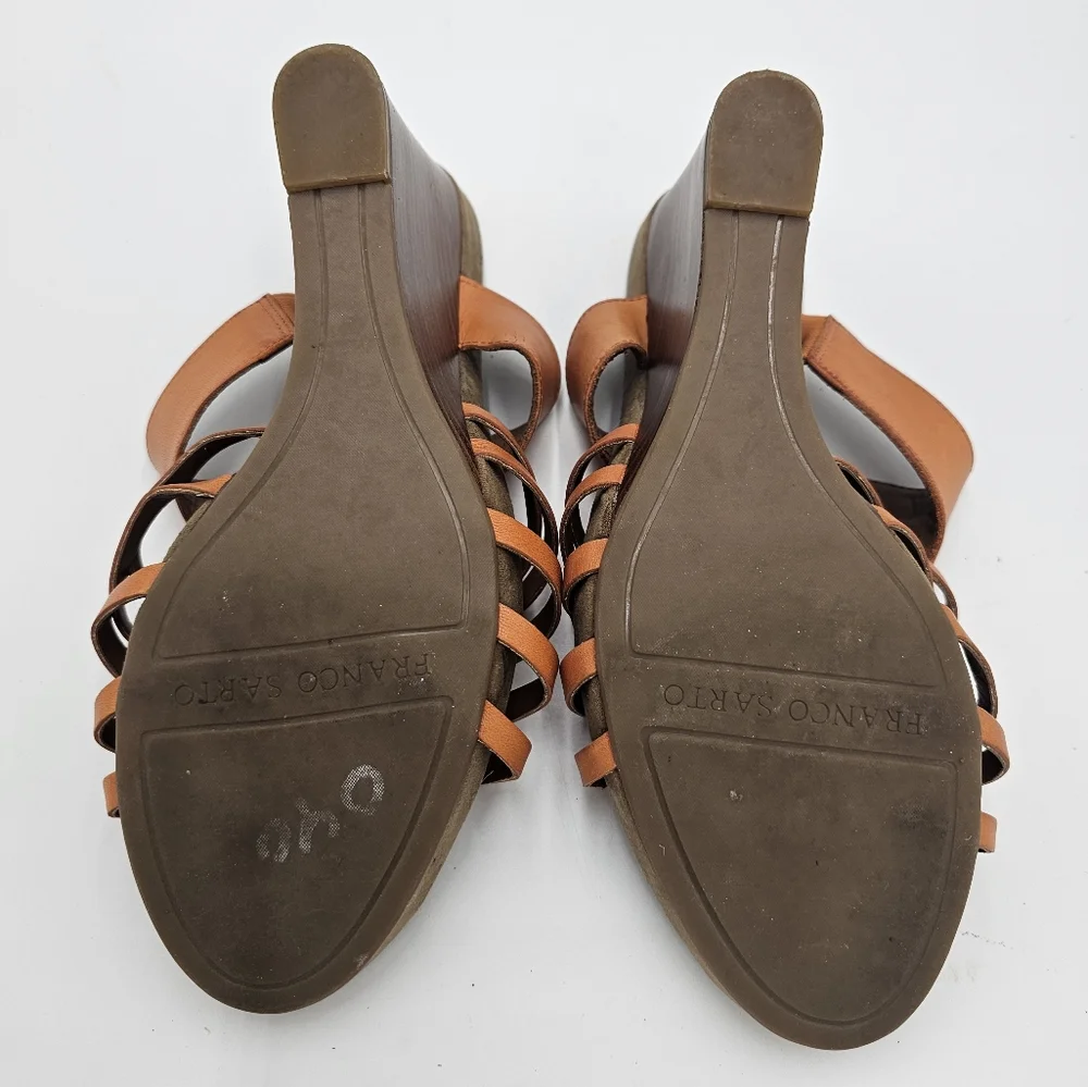 Franco Sarto Leather Strappy Open Toed Wedges sz 8.5 - Picture 4 of 5
